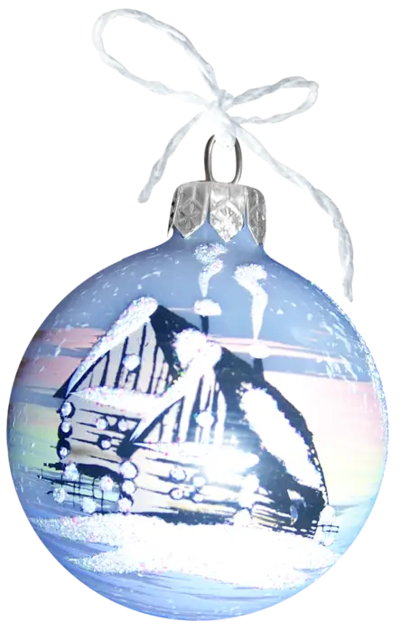 Blue Christmas Ornament with Winter Design