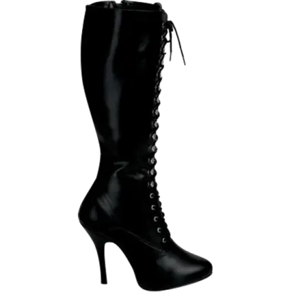Black High-Heeled Laced-Up Boot