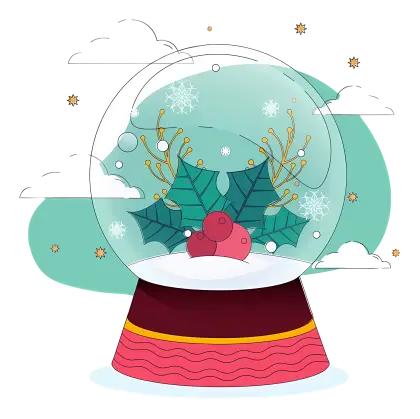 Christmas Snow Globe with Holly and Berries