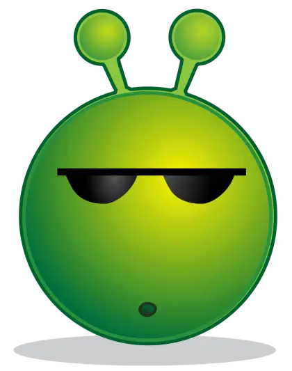Green Alien Face with Fun Cartoon Expression