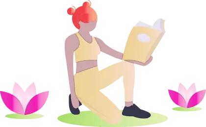 Illustration of a Woman Reading a Book Outdoors