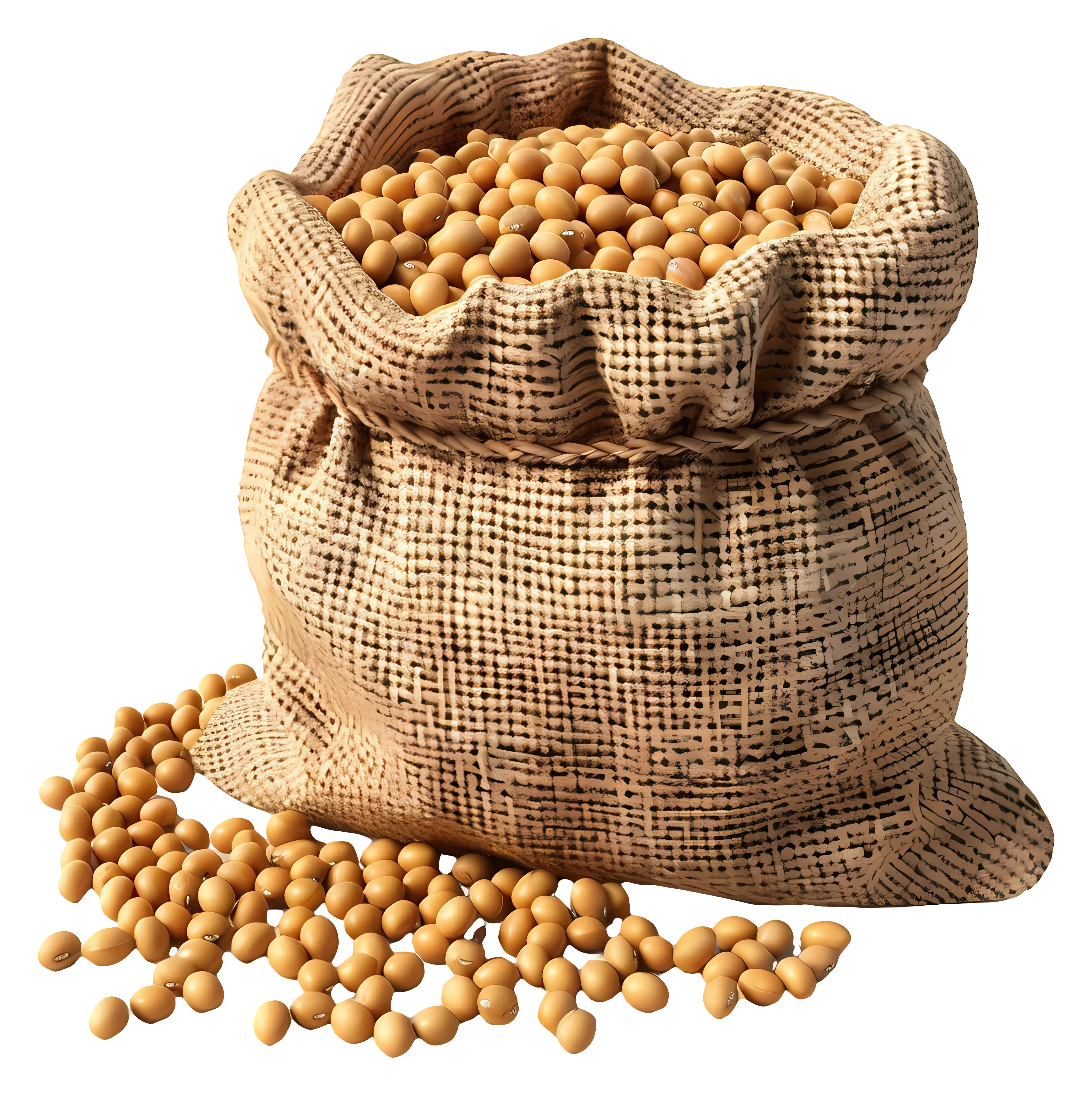 Burlap Sack Filled with Soybeans