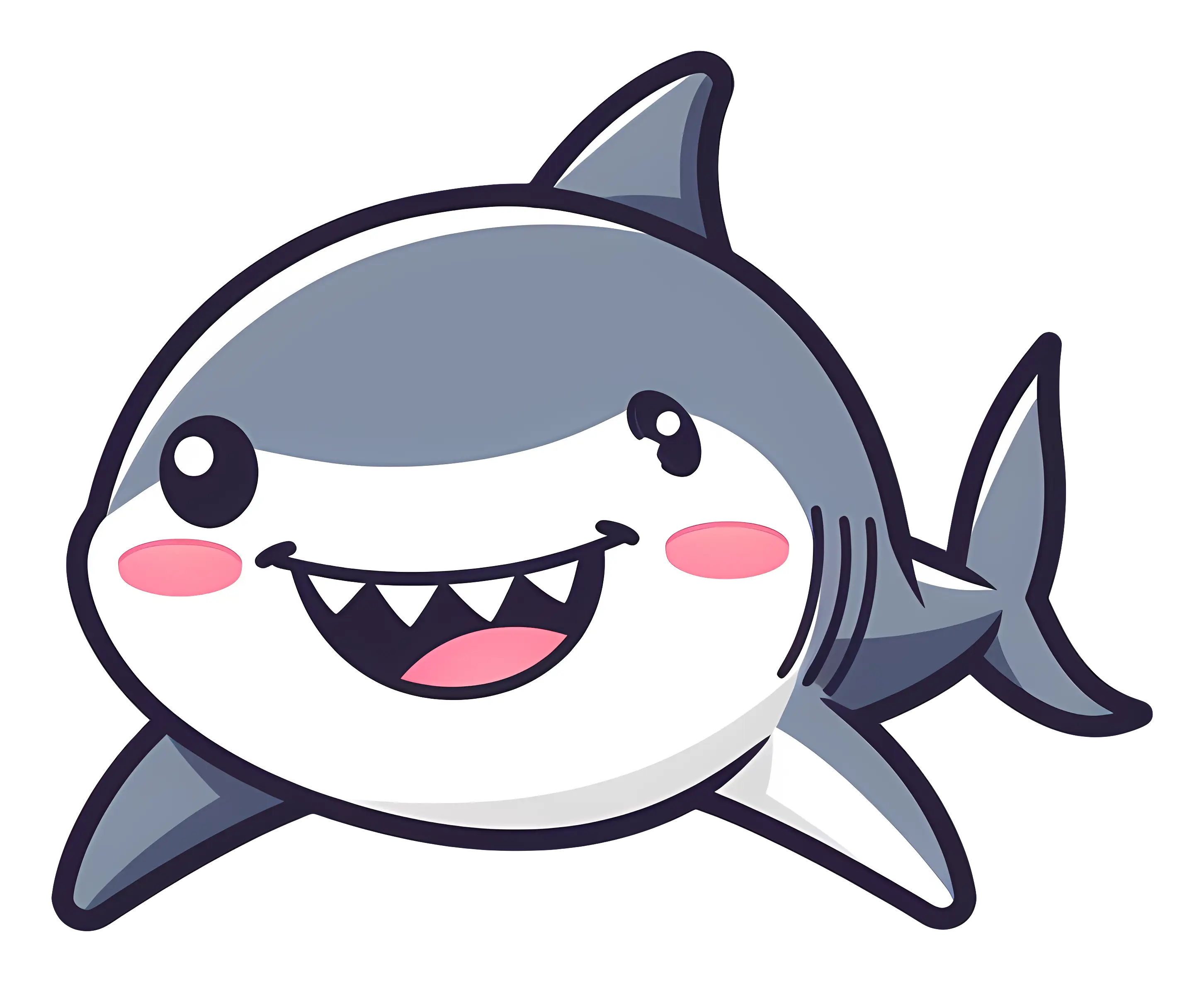 Cartoon Shark with Cute Smiling Expression
