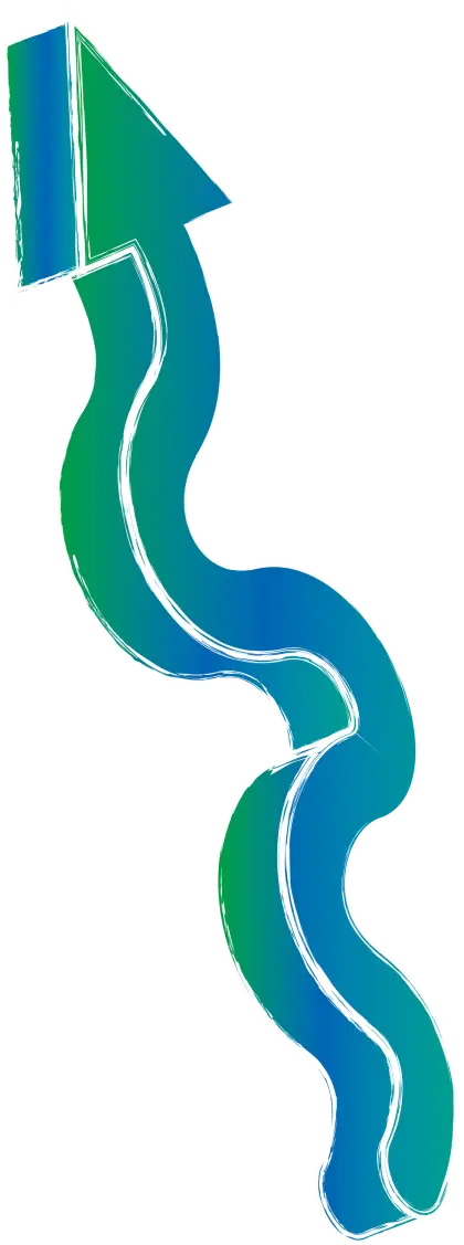 Blue-Green Upward Arrow with Gradient