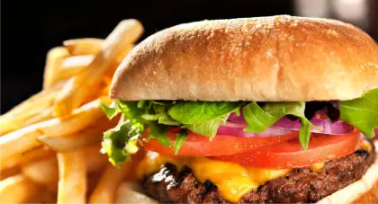 Delicious Burger Meal with French Fries