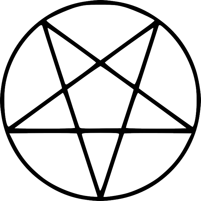 Pentagram Symbol in Black Lines