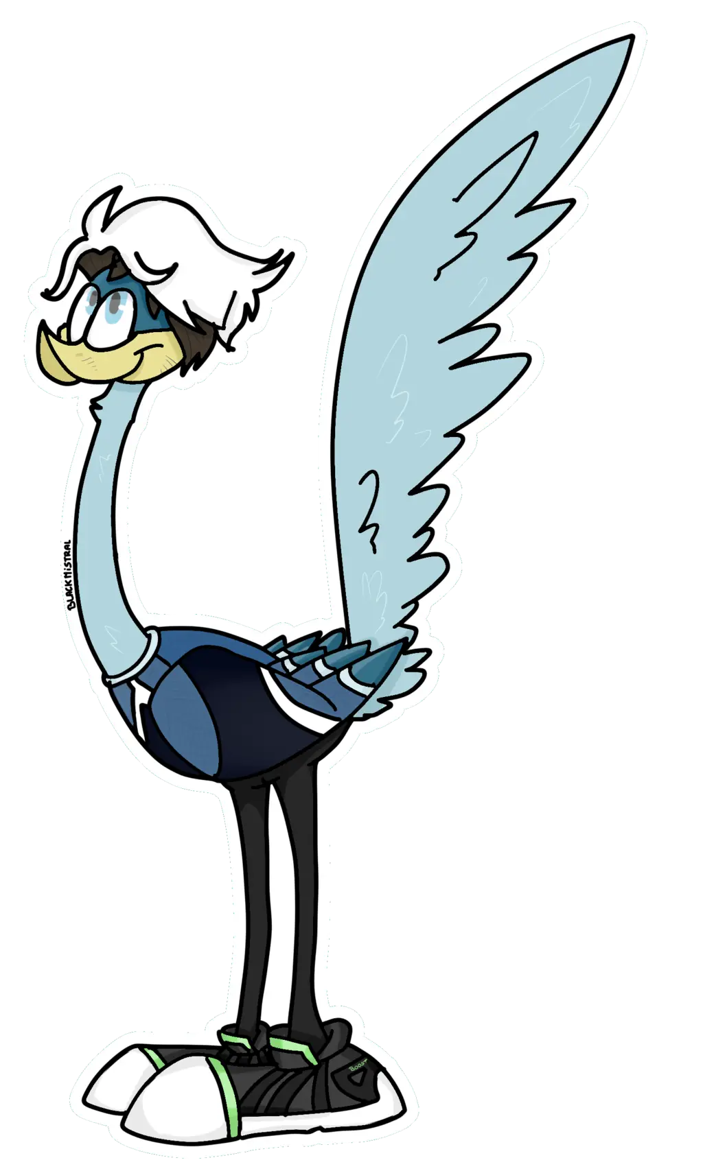 Cartoon Bird with Glasses and Shoes