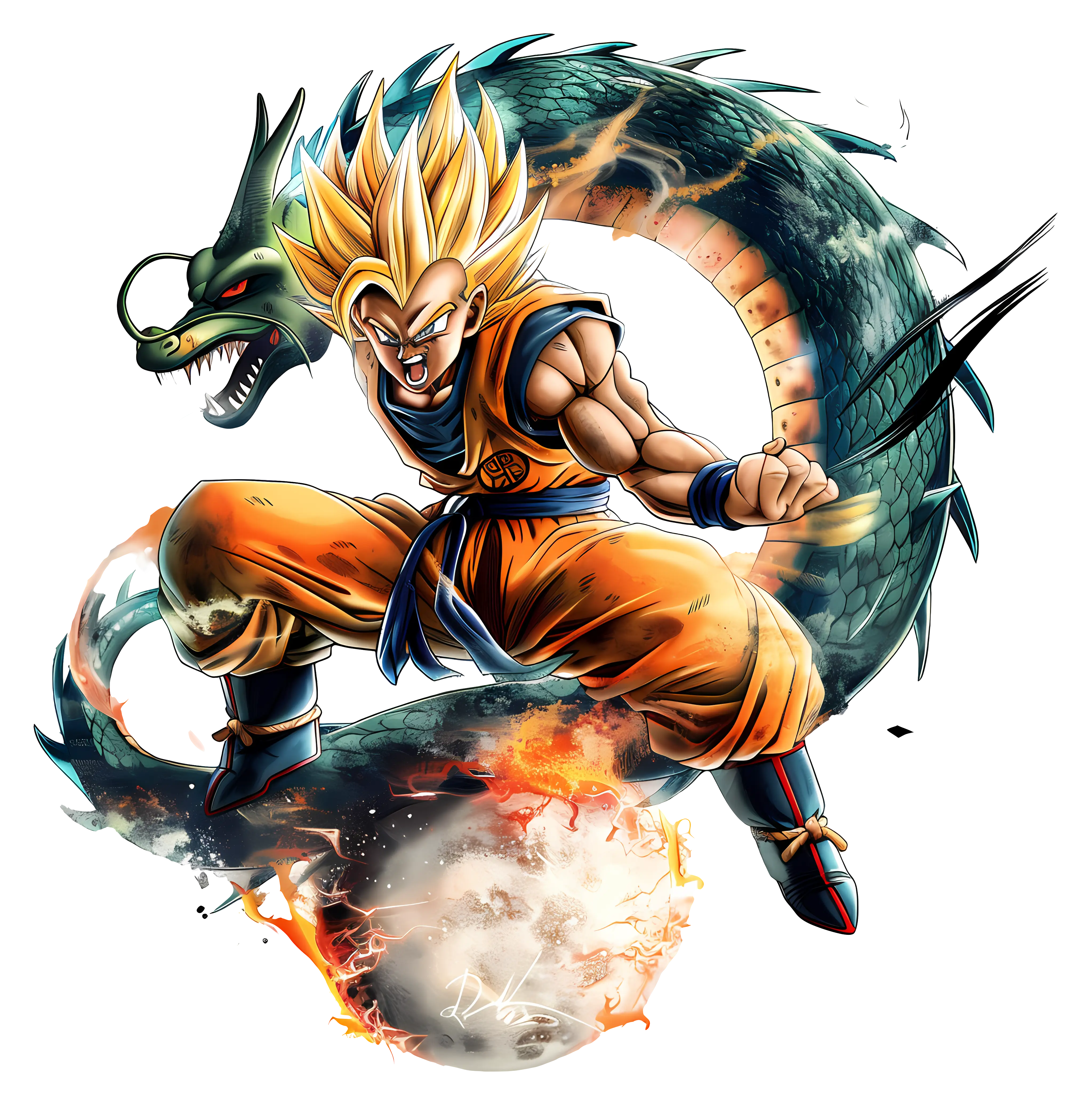 Powerful Anime Character with Dragon