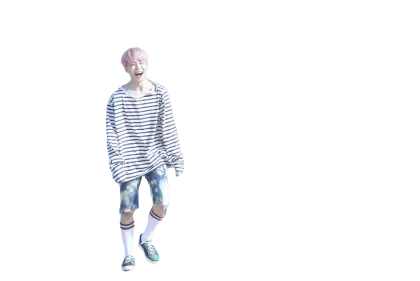 Person in Casual Striped Outfit