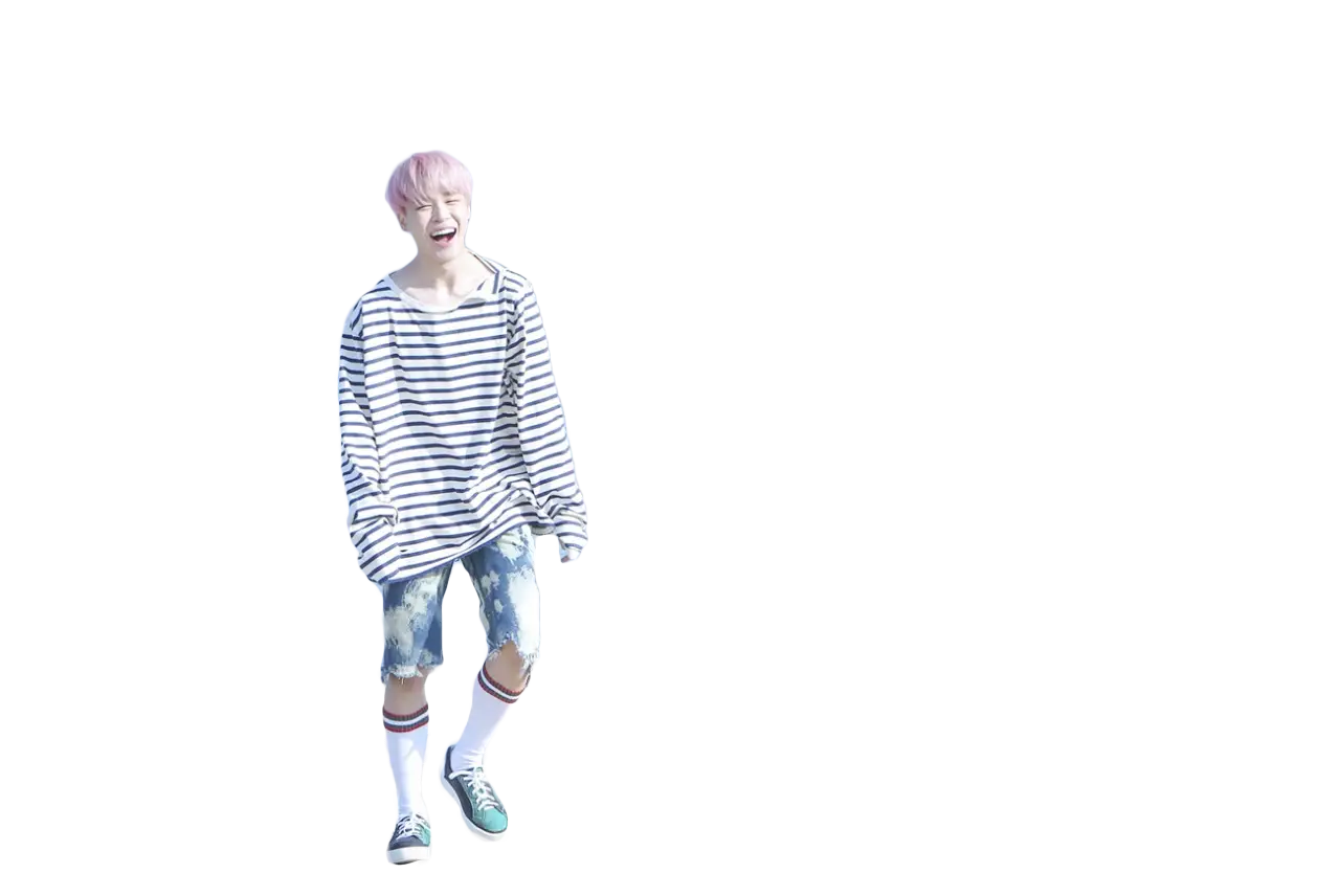 Person in Casual Striped Outfit