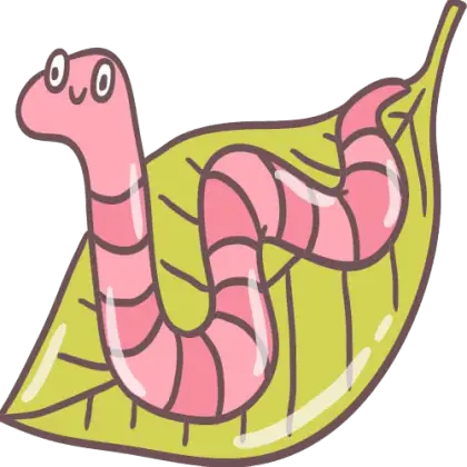 Cute Pink Worm on Leaf