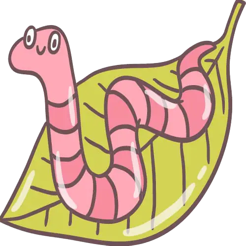 Cute Pink Worm on Leaf