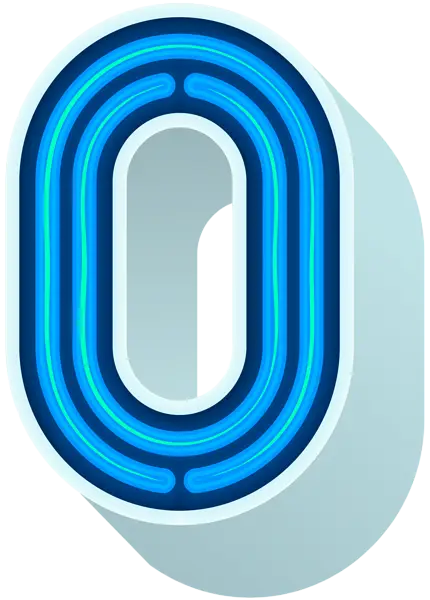 Blue Neon Zero Digit