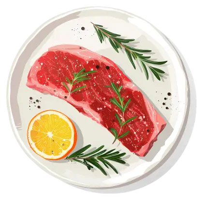 Raw Steak with Herbs Illustration
