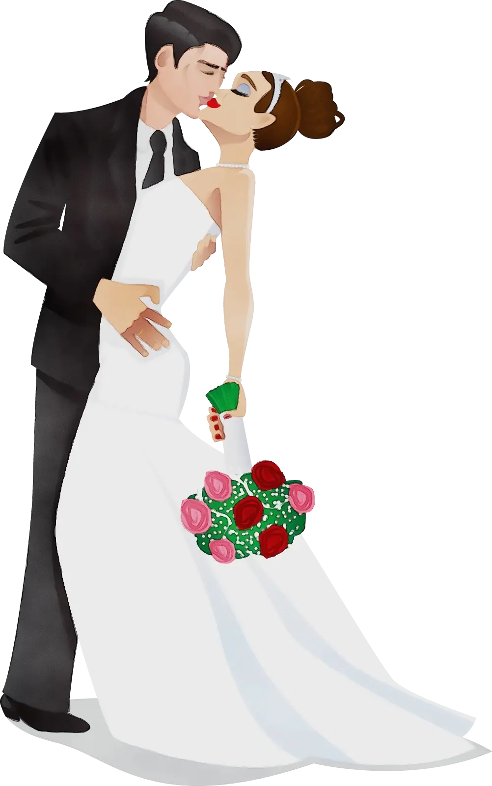 Romantic Bride and Groom Illustration