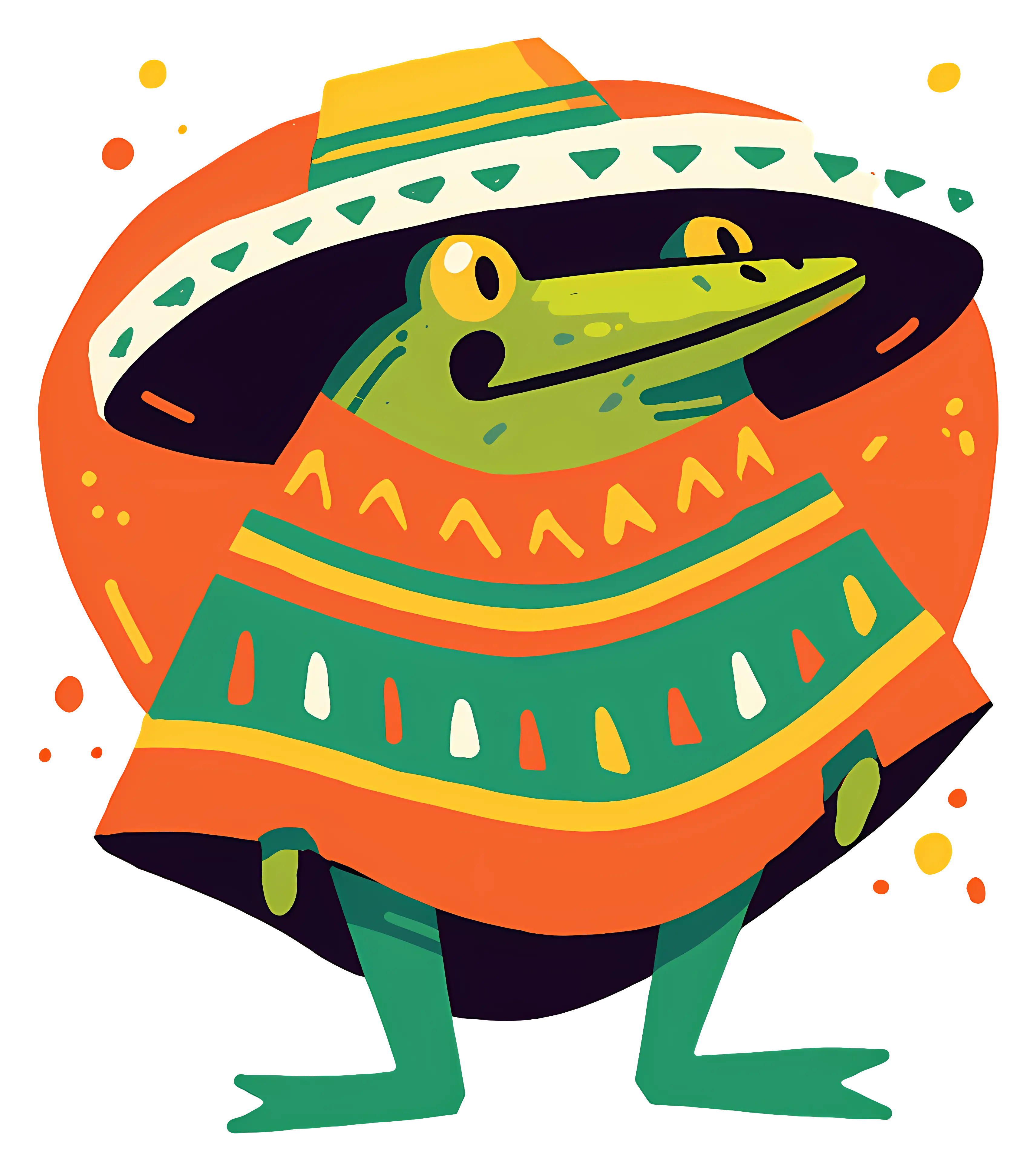 Frog in Colorful Poncho
