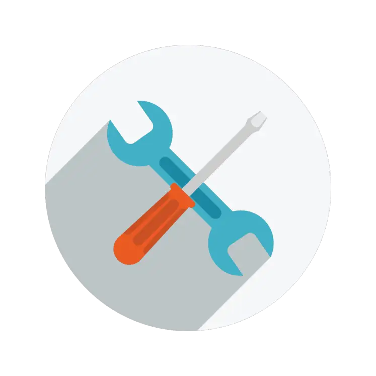 Flat Wrench and Screwdriver Icon for Tools