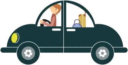 Cartoon Car with Driver and Luggage