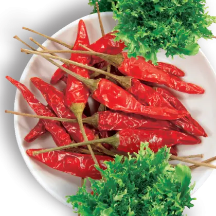 Spicy Red Chili Peppers on Plate