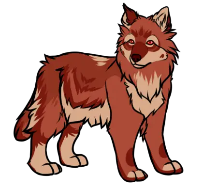 Cartoon Illustration of a Red-Toned Wolf