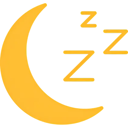 Yellow Crescent Moon with ZZZ Sleep Symbol