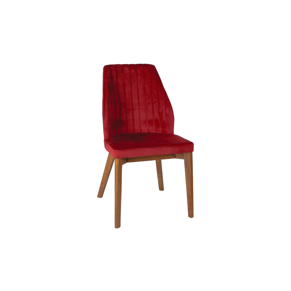 Red Cushioned Chair with Wooden Legs