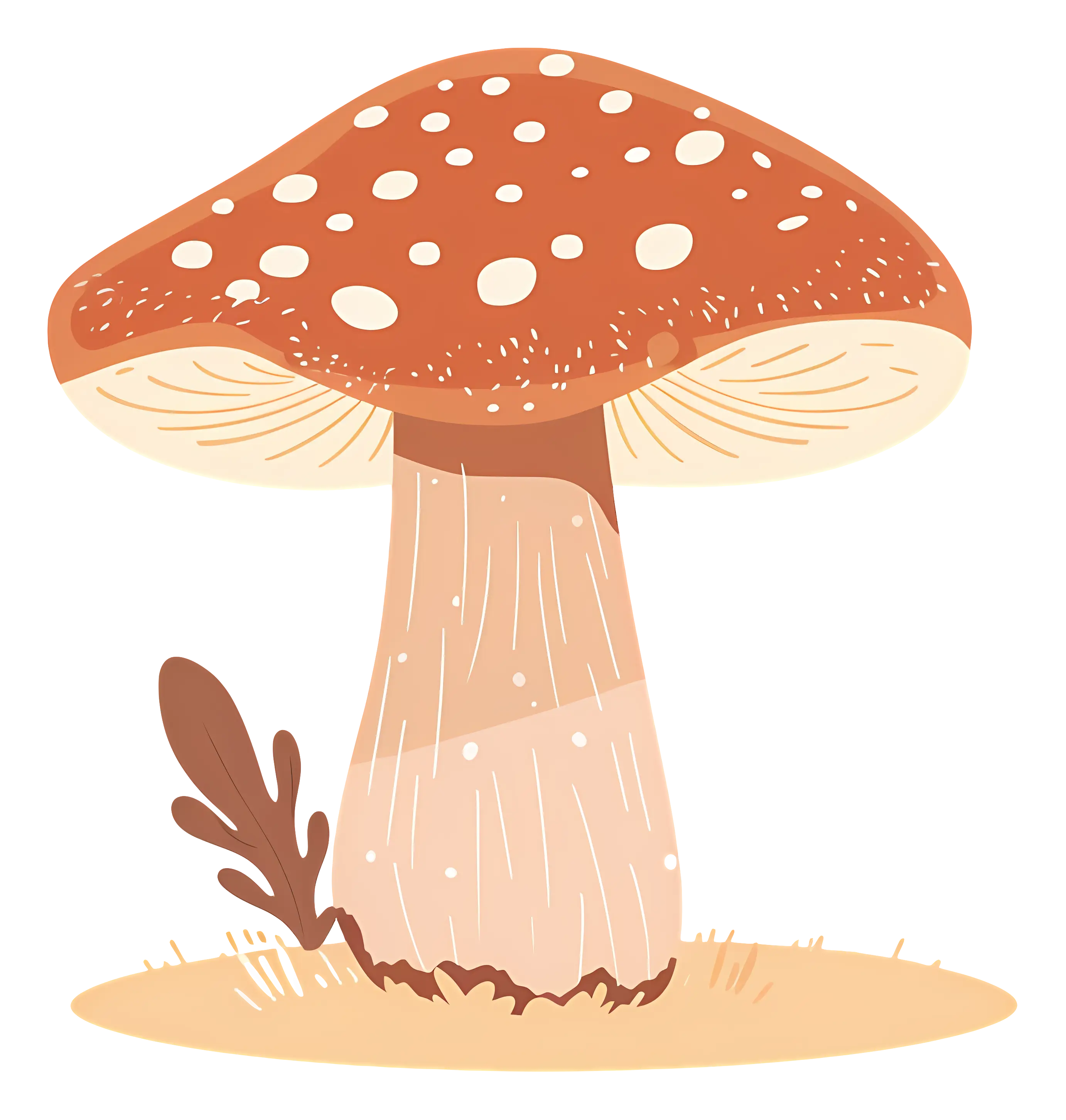 Cartoon Mushroom with Red Cap