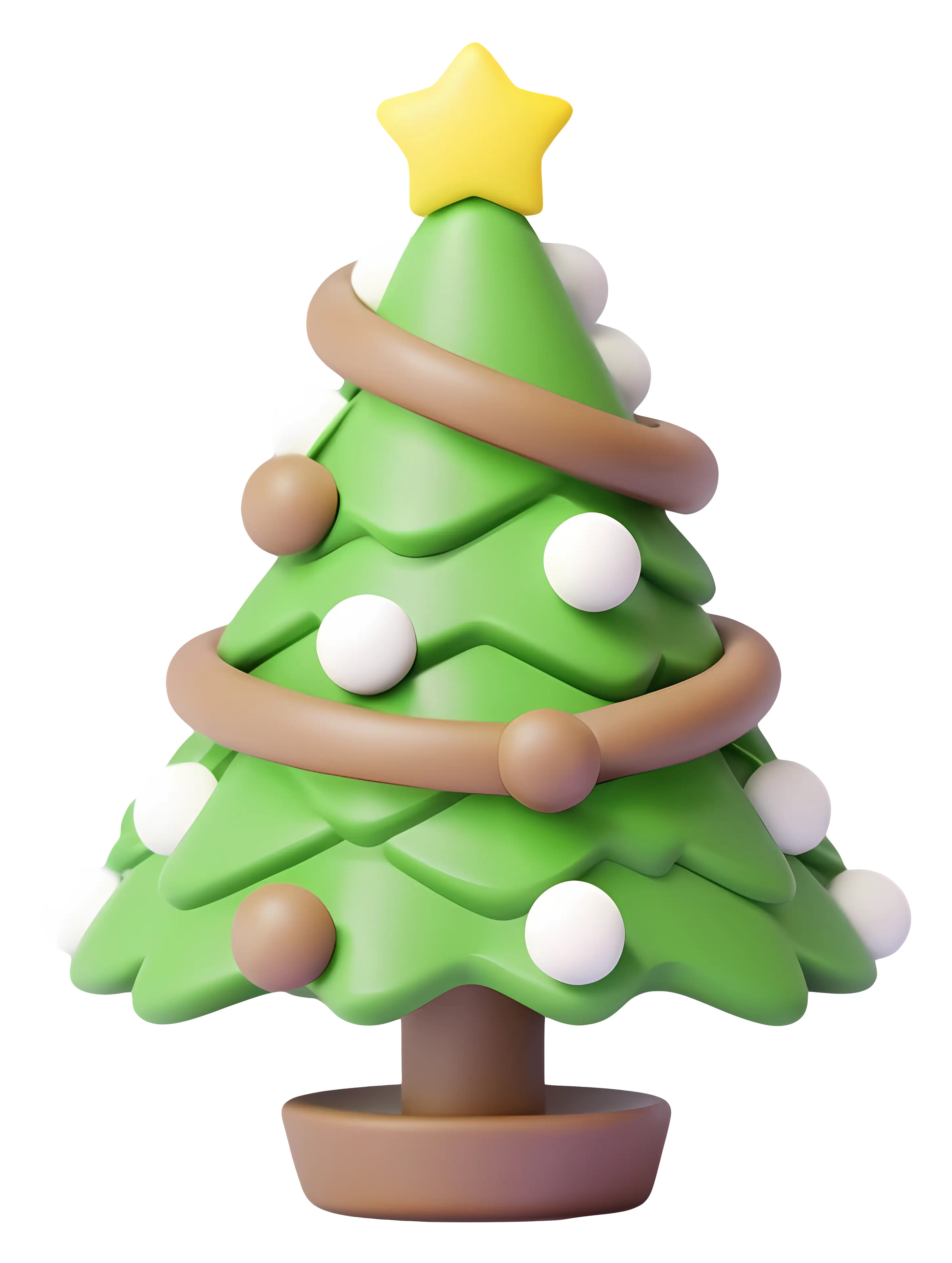 Cartoon Christmas tree with ornaments and a star