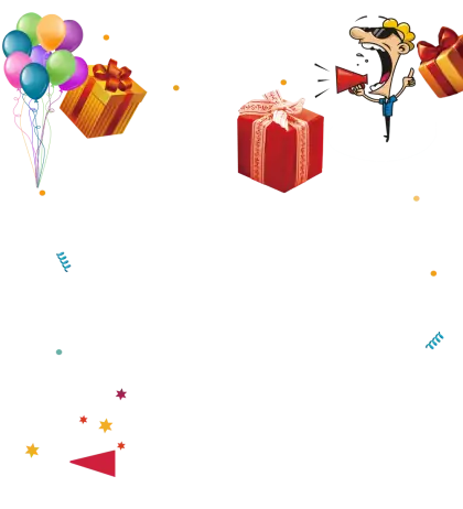 Colorful Gift Boxes and Balloons