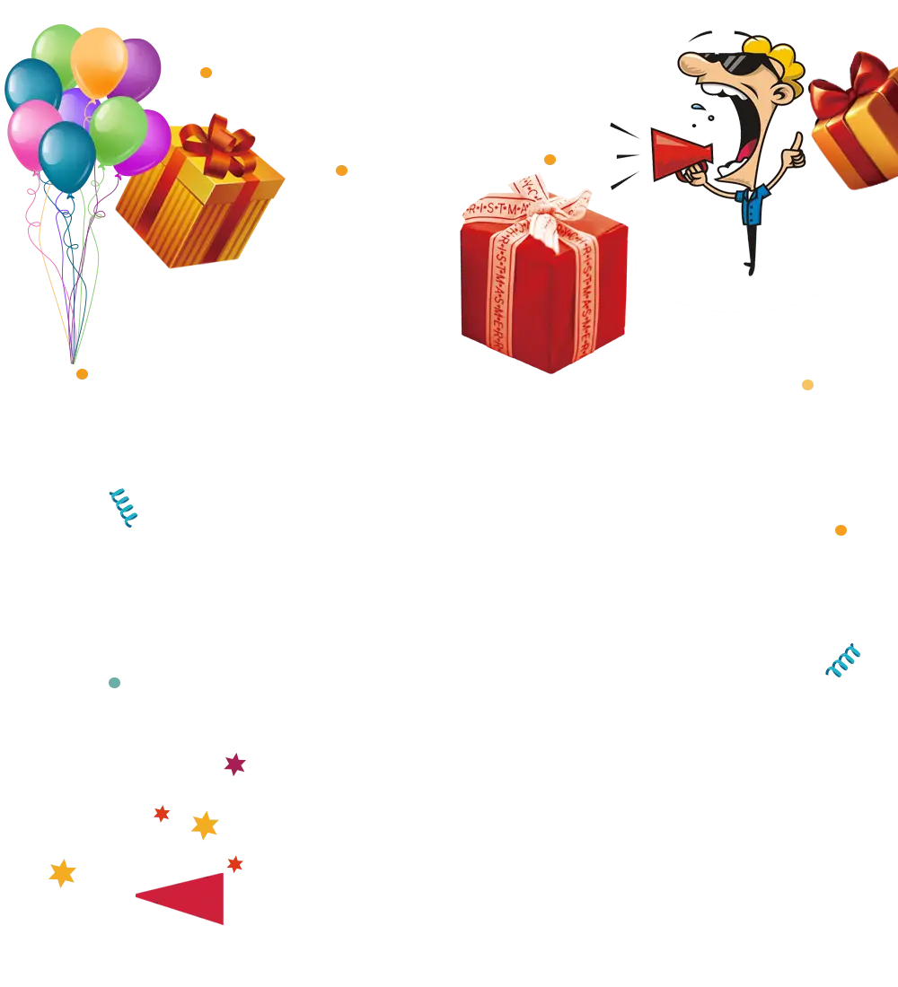 Colorful Gift Boxes and Balloons