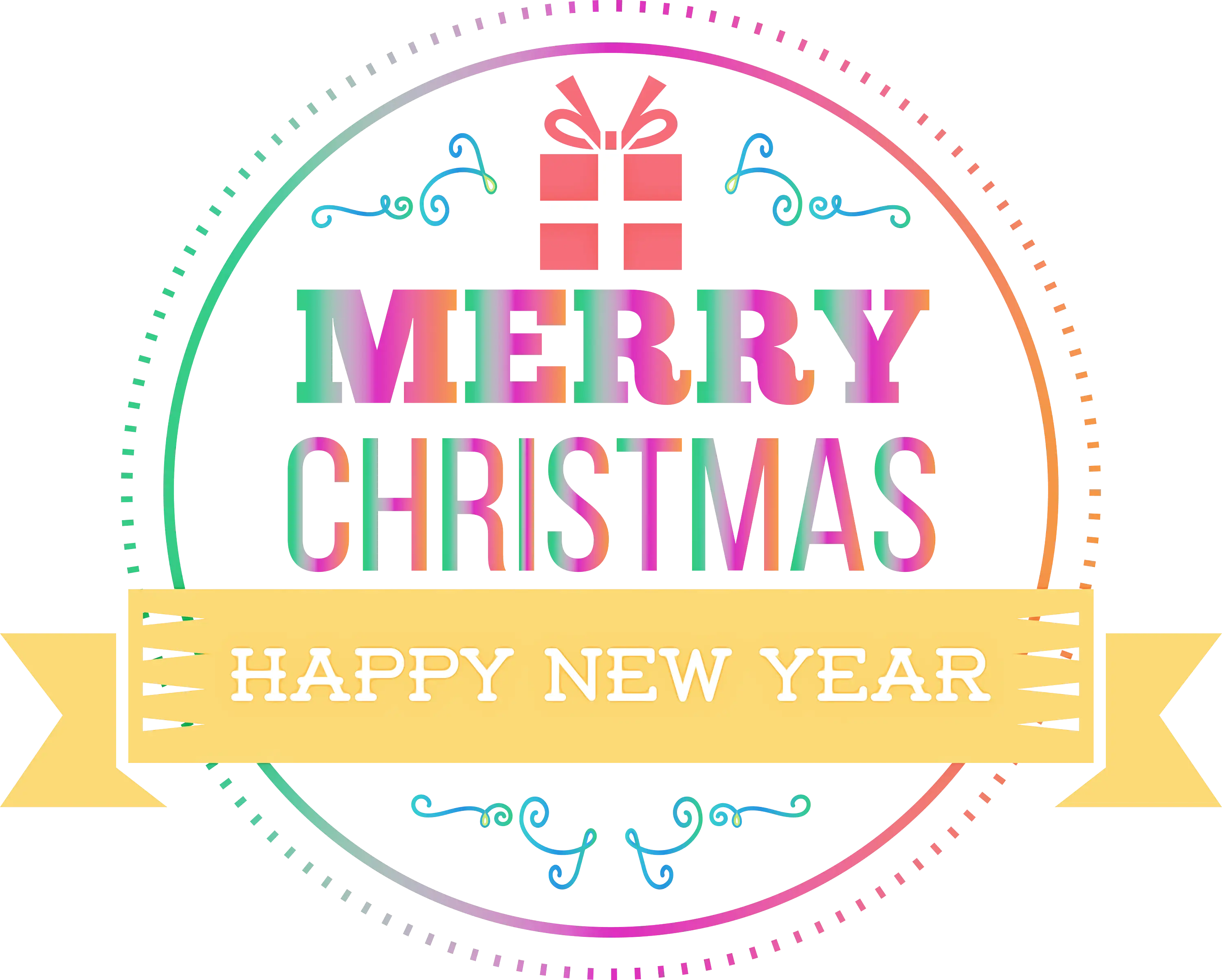 Merry Christmas and Happy New Year Holiday Badge