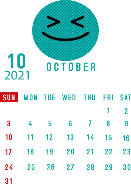 October 2021 Calendar with Smiley Face