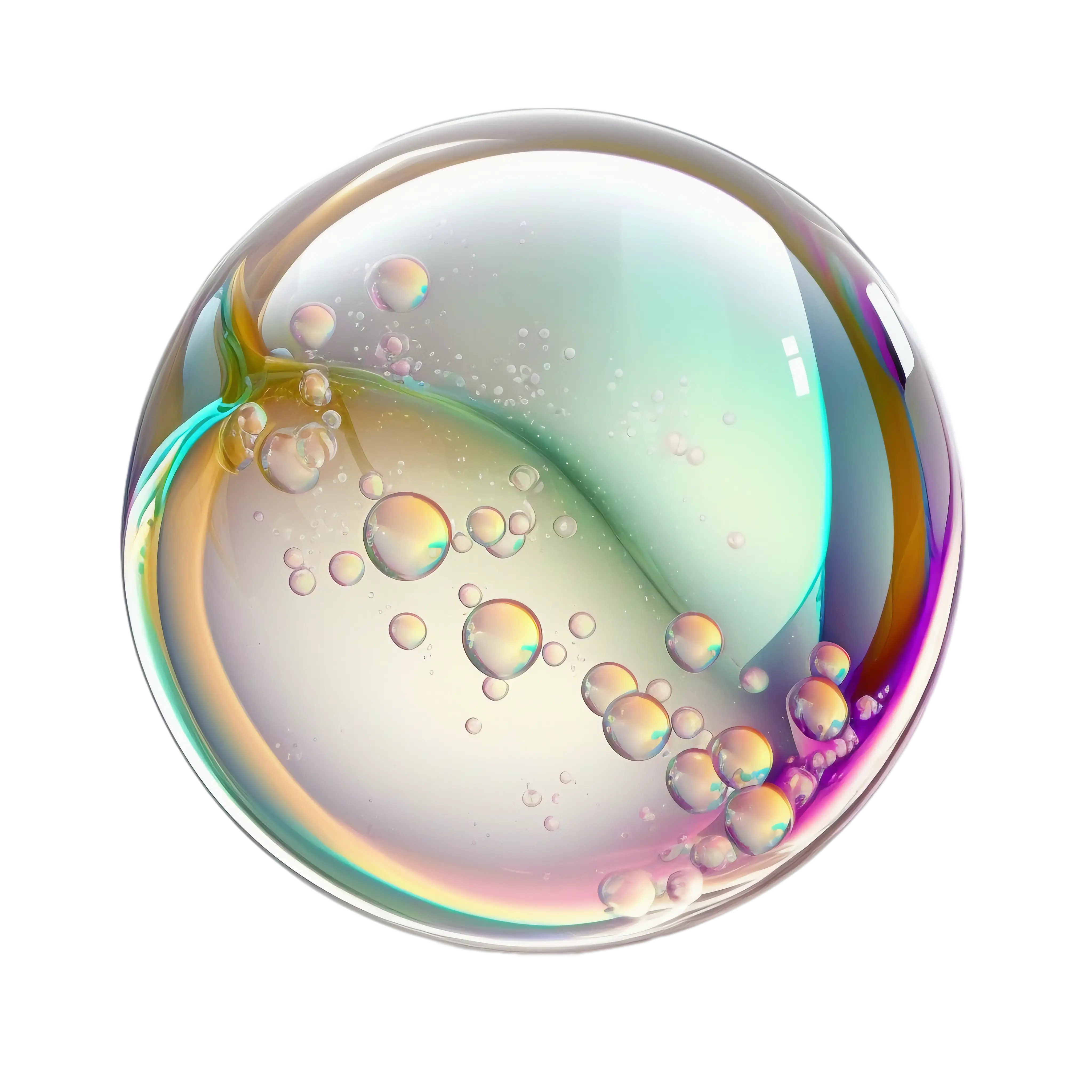 Iridescent Soap Bubble with Light Reflection