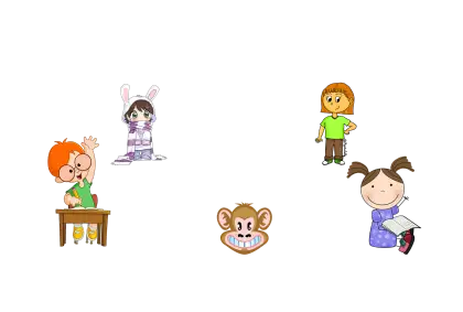 Cartoon Kids Playing and Learning