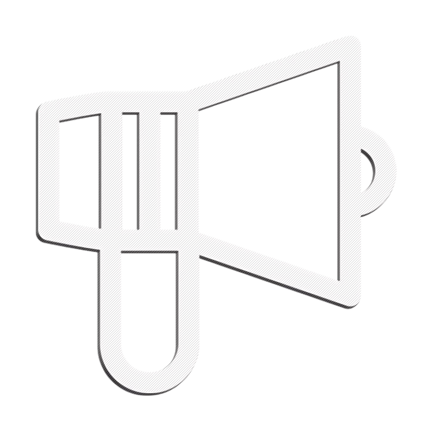 White Megaphone Icon for Communication Concept