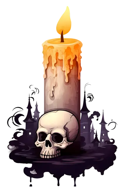 Halloween Skull Candle with Gothic Design