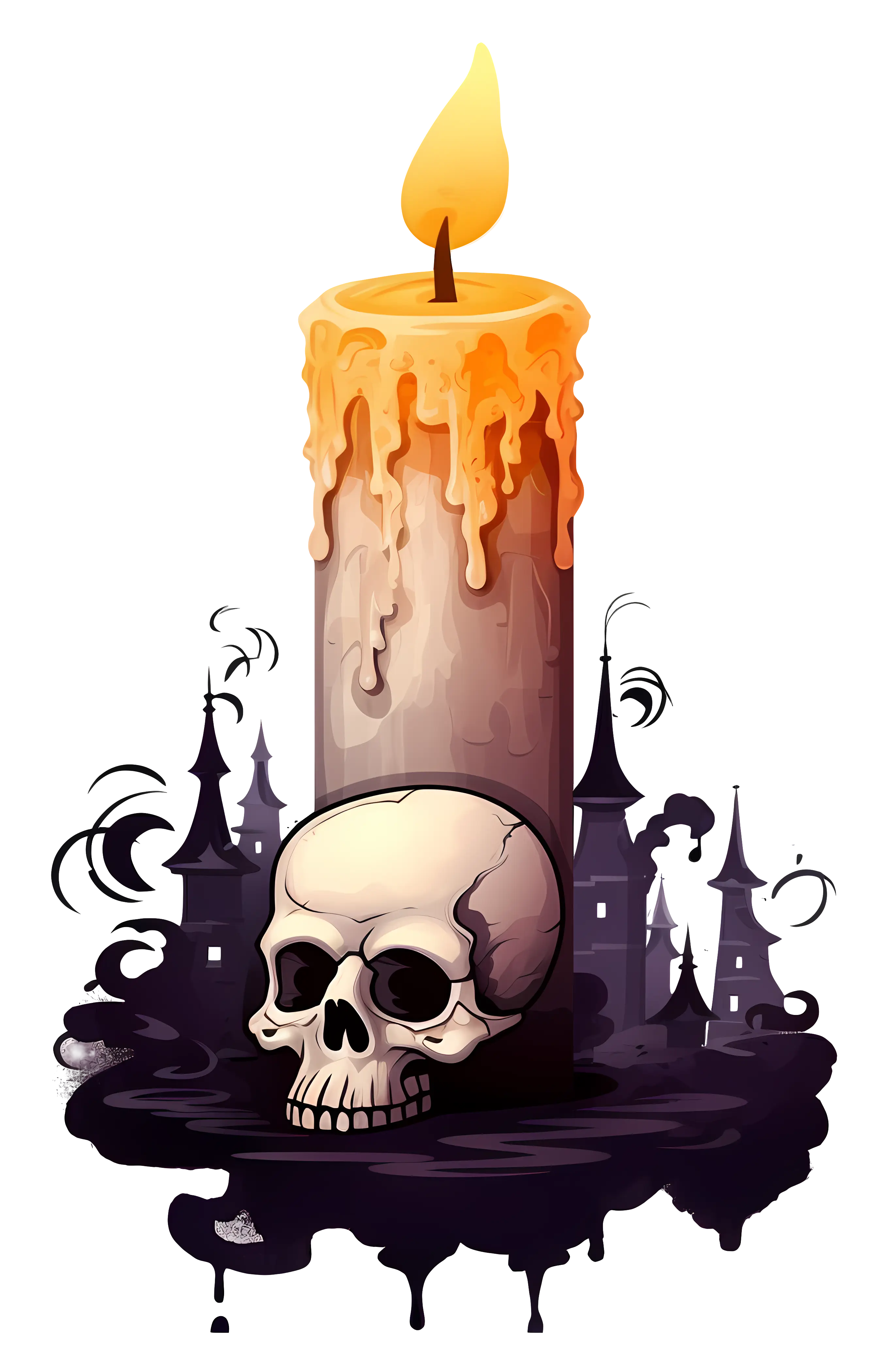 Halloween Skull Candle with Gothic Design
