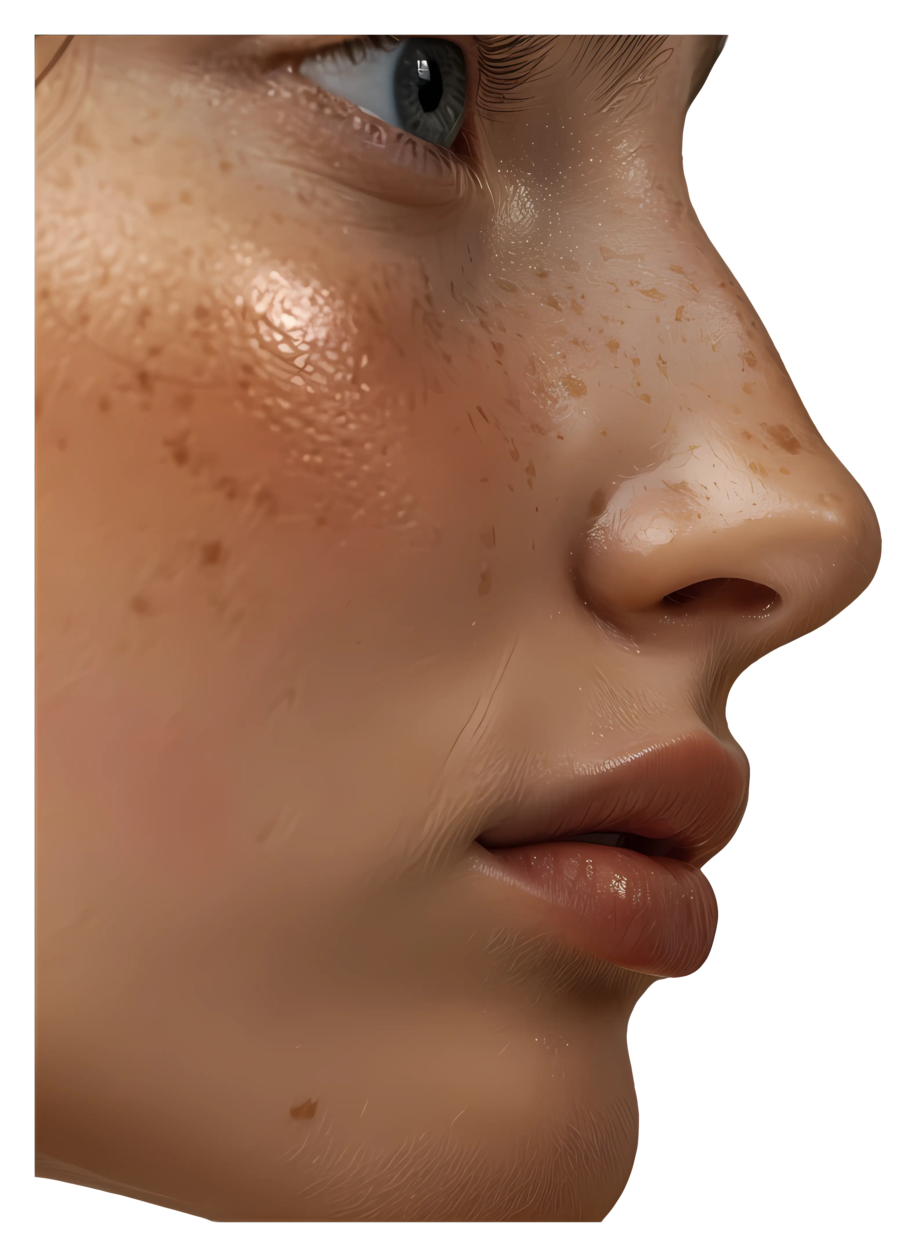 Close-Up of Female Face Highlighting Skin Texture