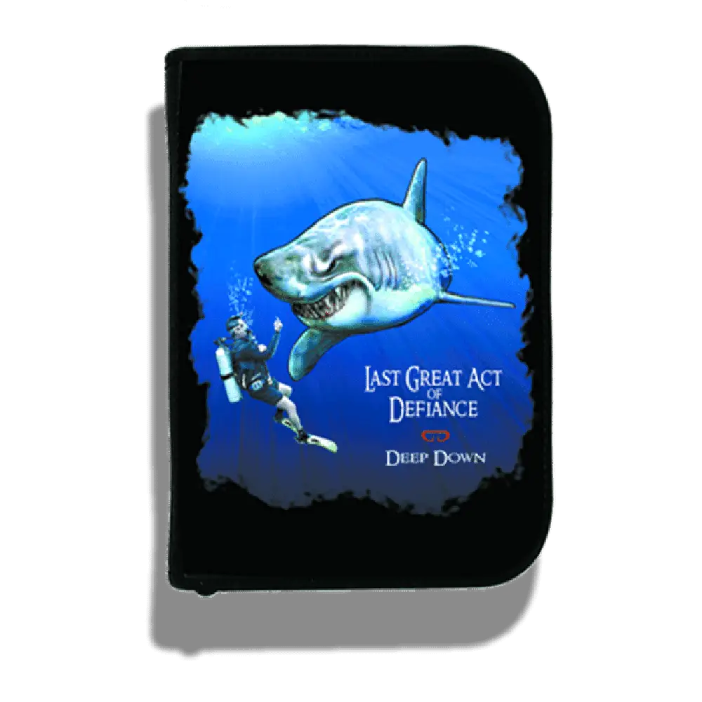 Shark and Diver in Deep Ocean