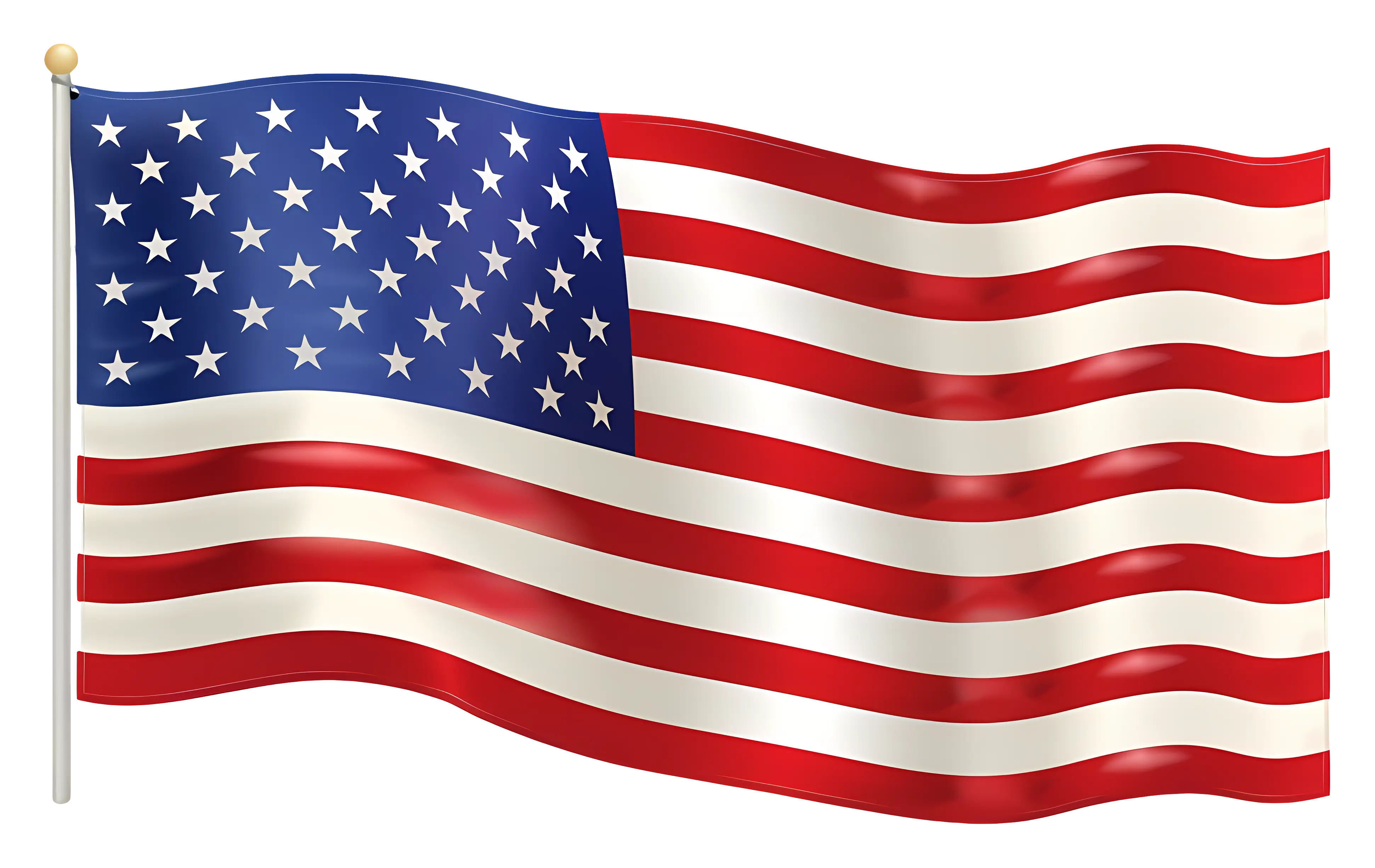 Waving American Flag with Stars and Stripes