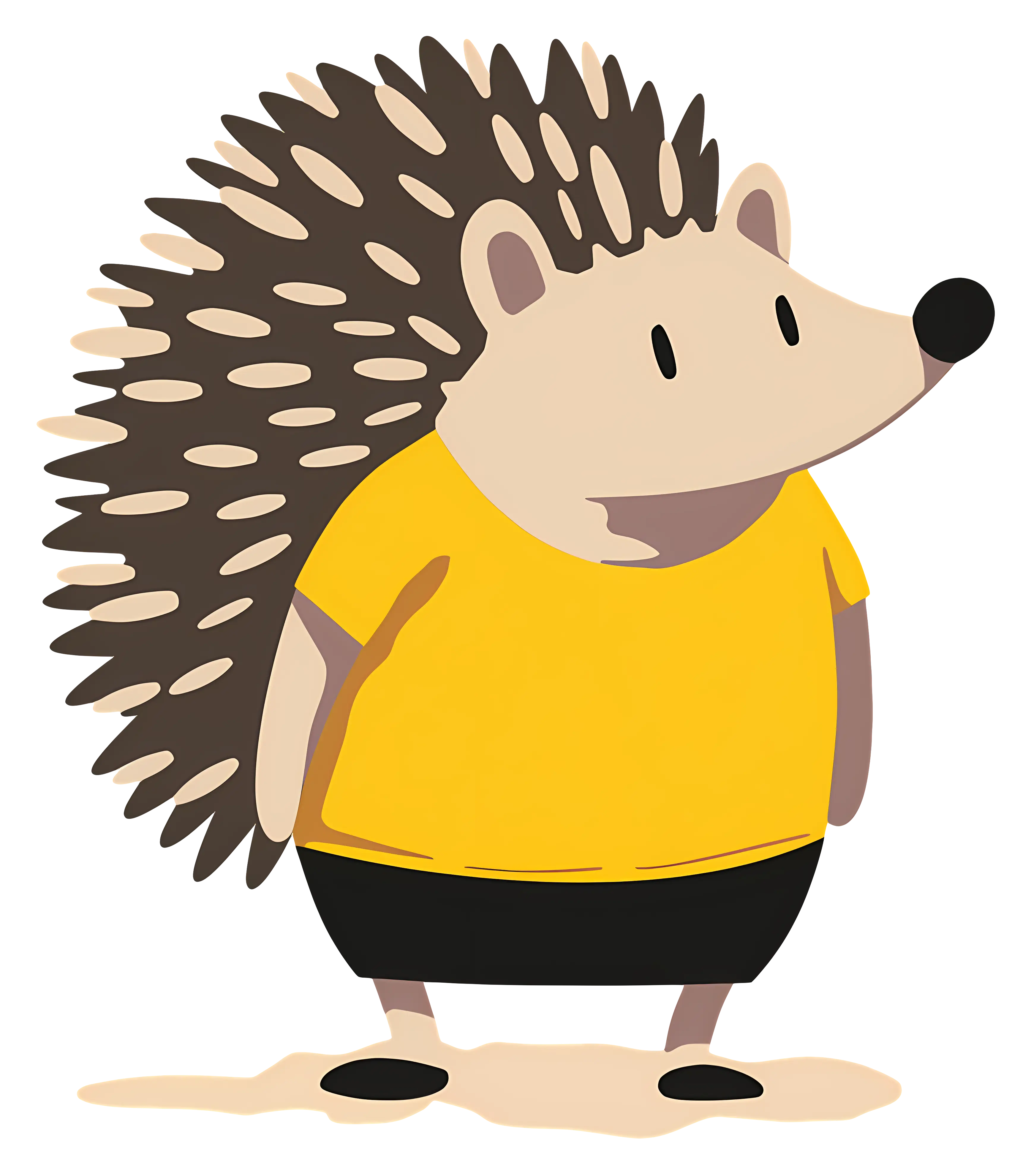 Cartoon Hedgehog Wearing a Yellow Shirt