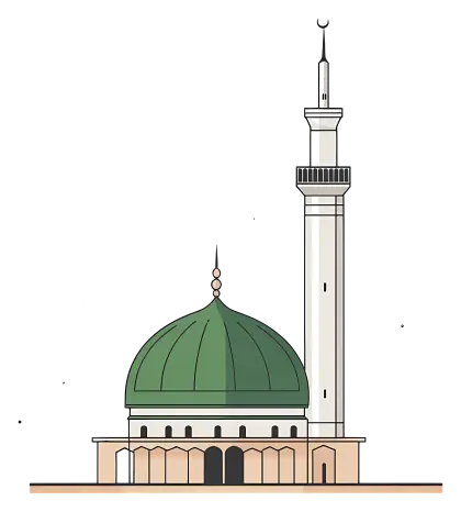 Green Dome Mosque Illustration
