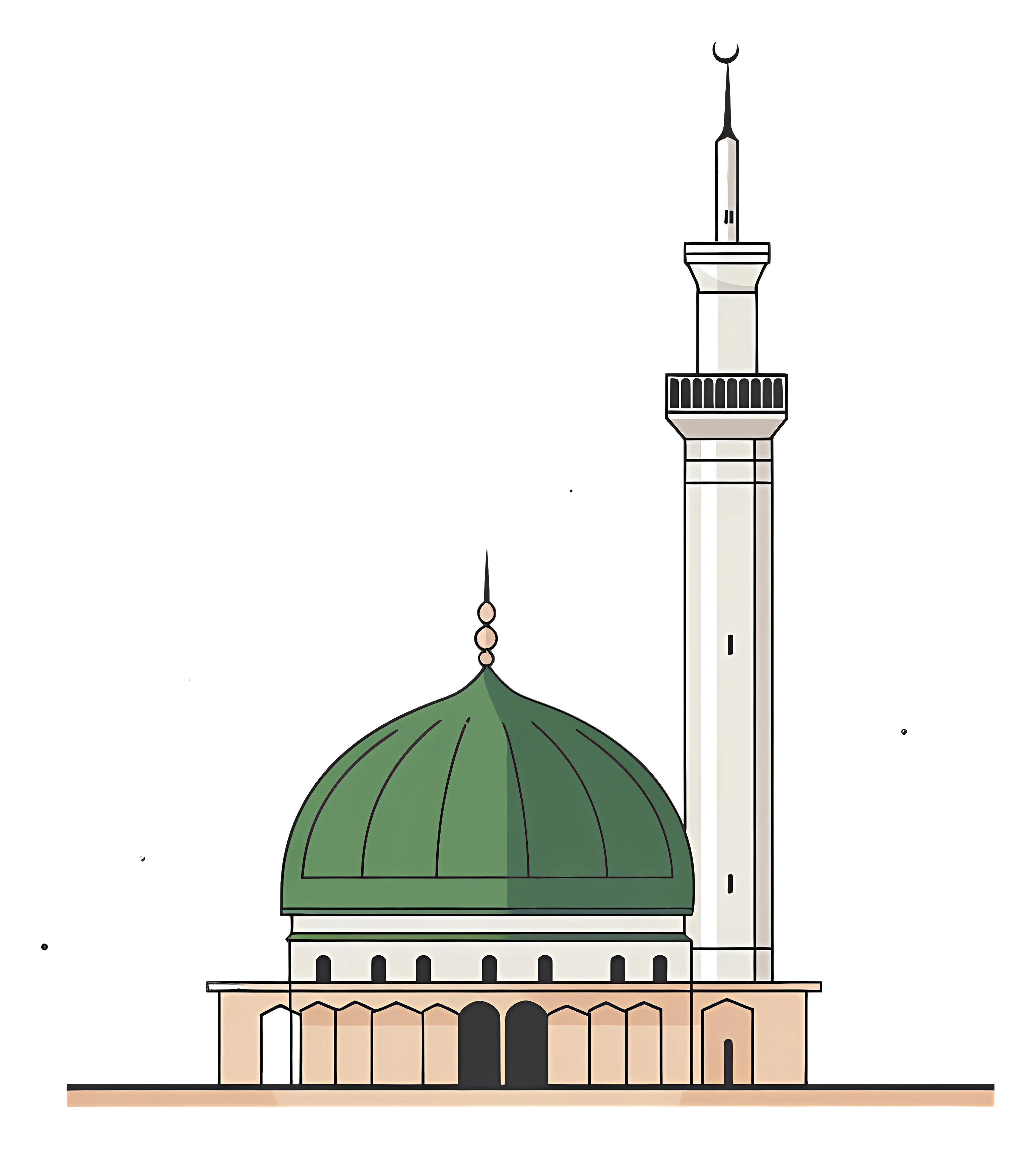 Green Dome Mosque Illustration