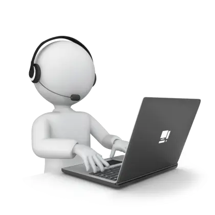 Customer Support Cartoon with Headset and Laptop