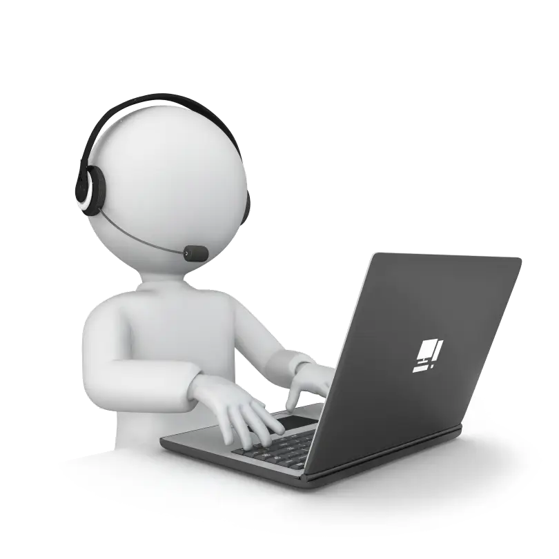 Customer Support Cartoon with Headset and Laptop