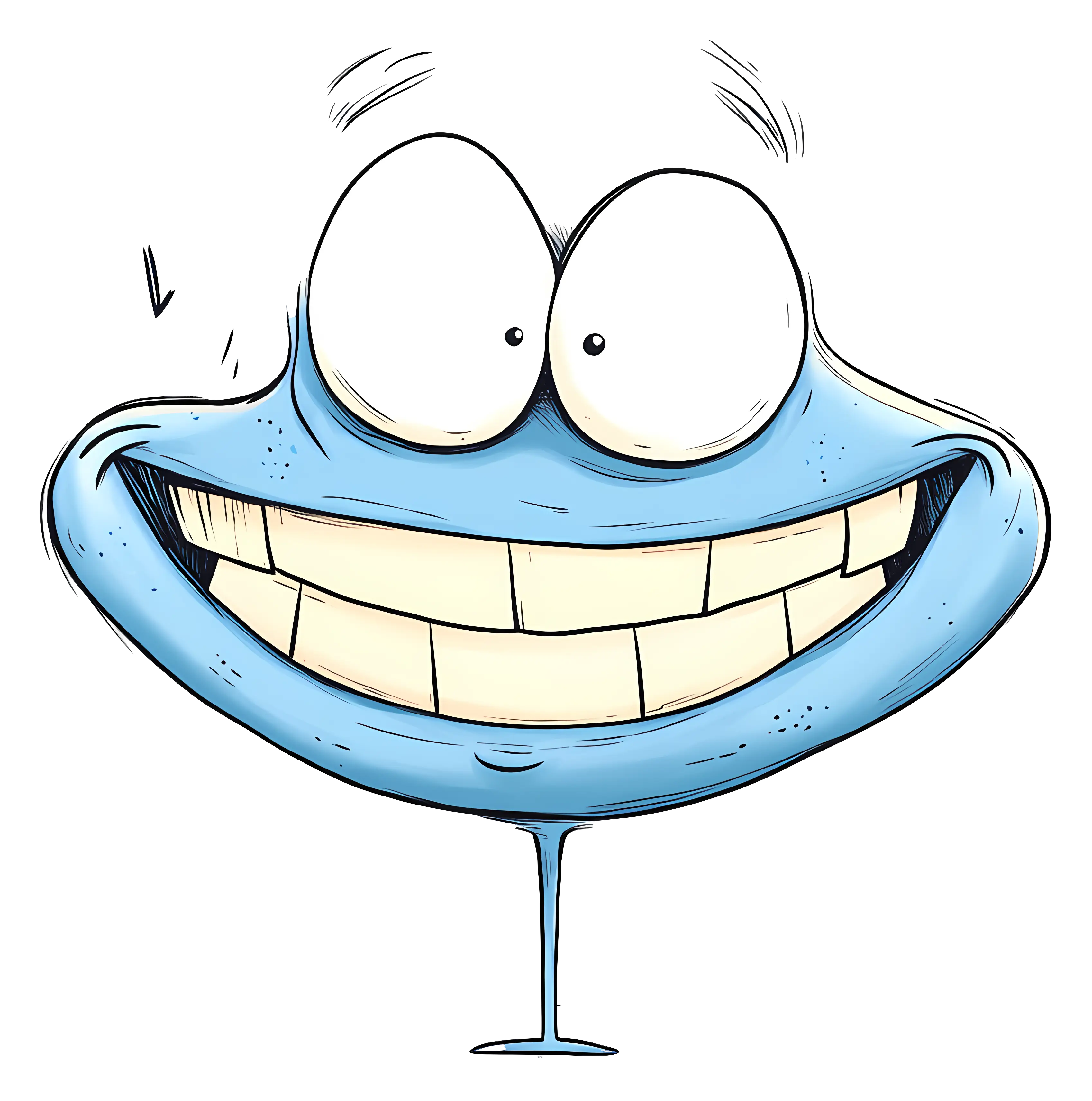 Happy Cartoon Smile with Big Teeth