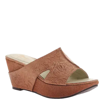 Brown Wedge Sandal with Open-Toe Design