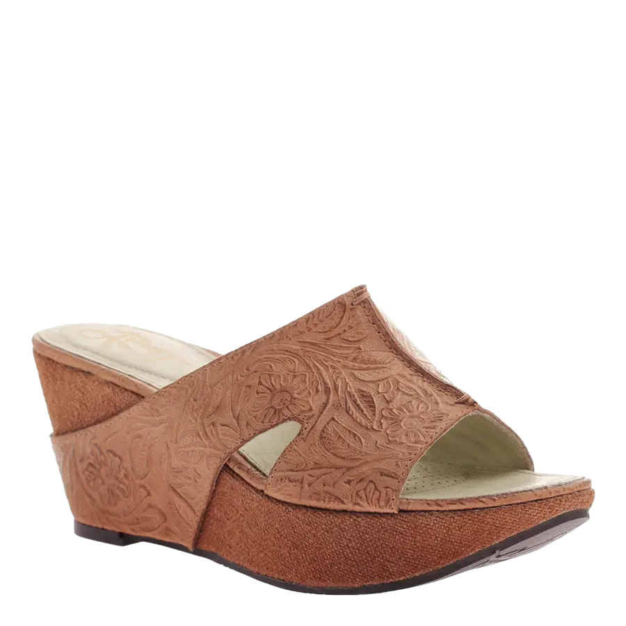 Brown Wedge Sandal with Open-Toe Design