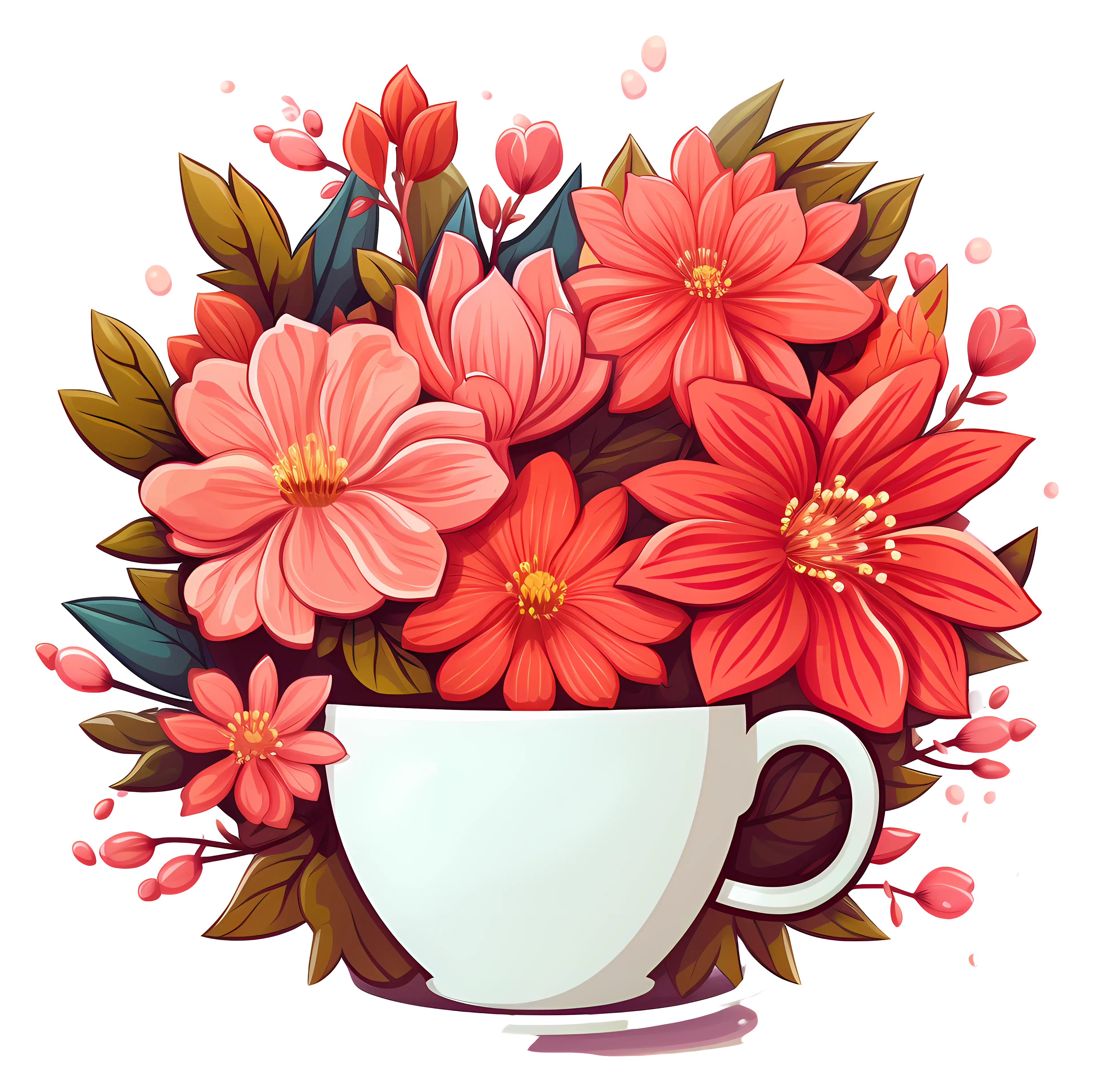 Pink Flowers in a Decorative Ceramic Cup
