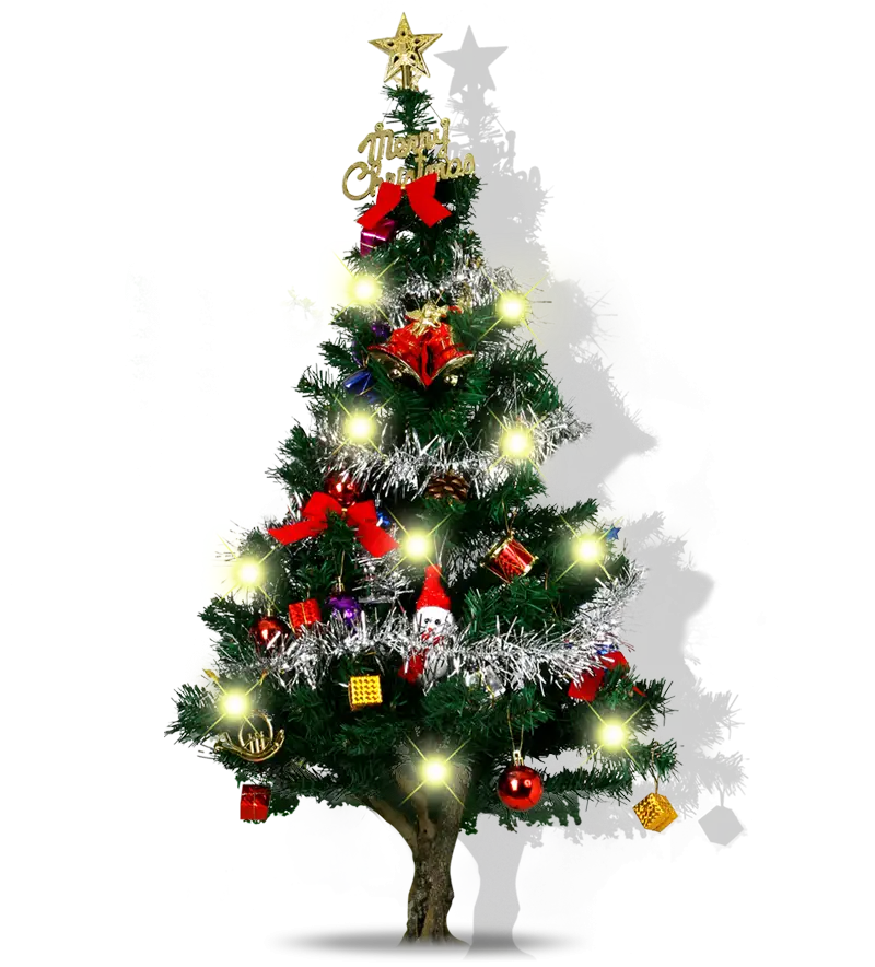 Beautifully Decorated Christmas Tree with Lights and Ornaments